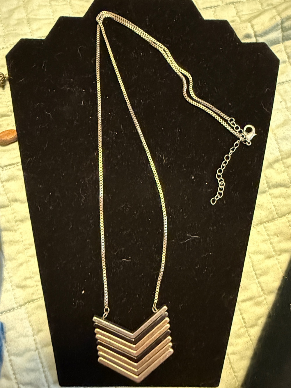 Minimalist Chevron Pendant Necklace - Silver Tone